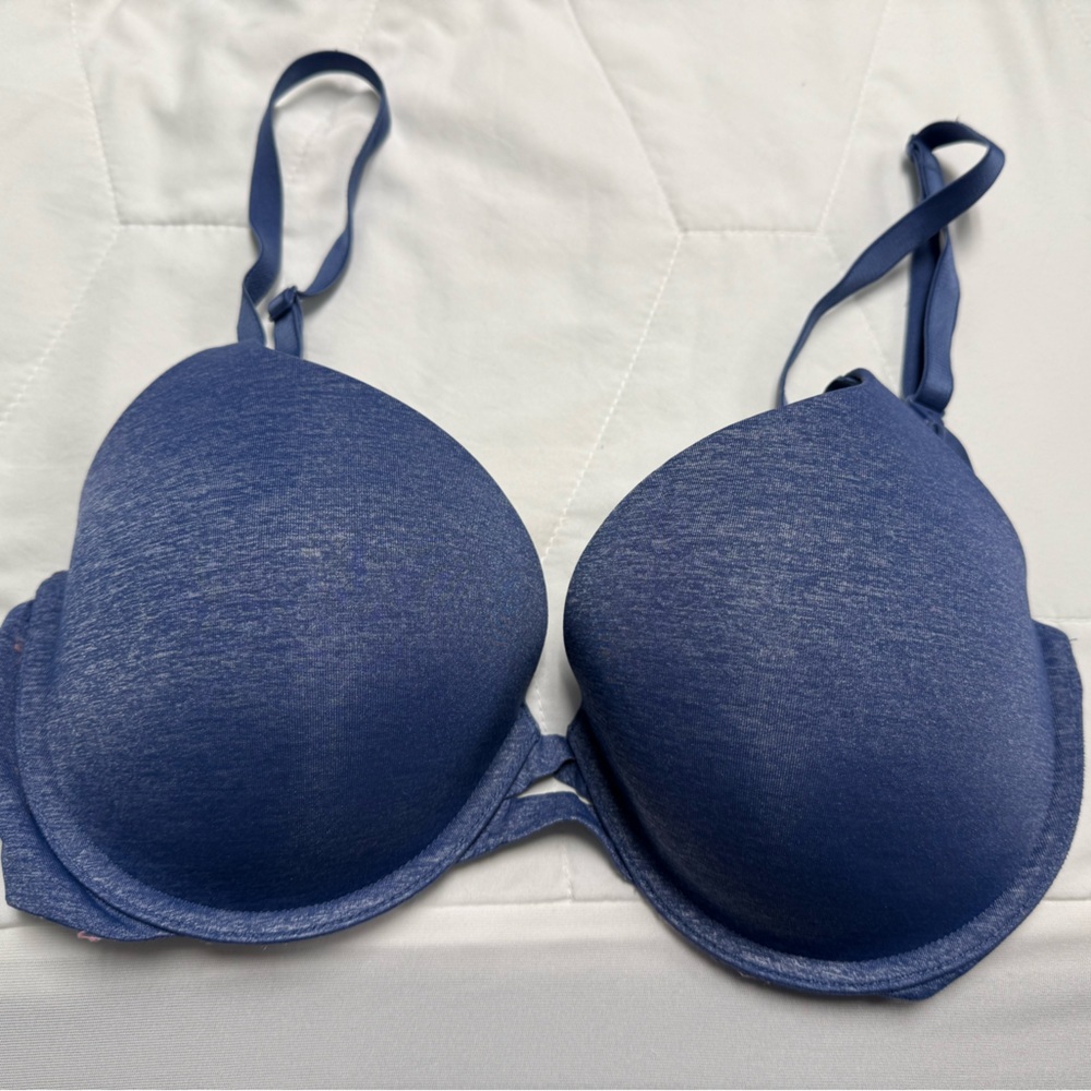Victoria's Secret Heathered Blue Bra padded perfect coverage 36D